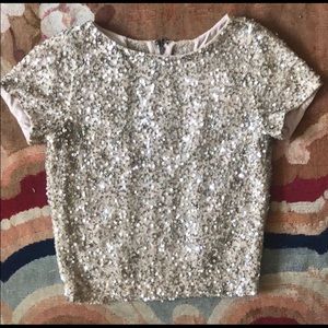 NWT! Alice + Olivia Short Sleeve Gold Sequin Top
